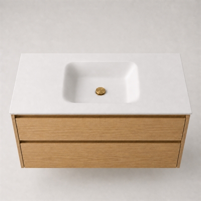 Corian badrumsskiva 122 cm inkl. Lux-handfat, Glacier White