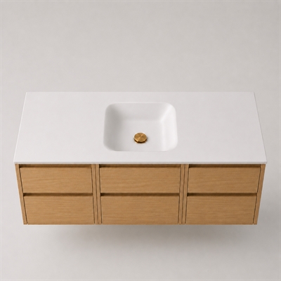 Corian badrumsskiva 142 cm inkl. Lux-handfat, Glacier White
