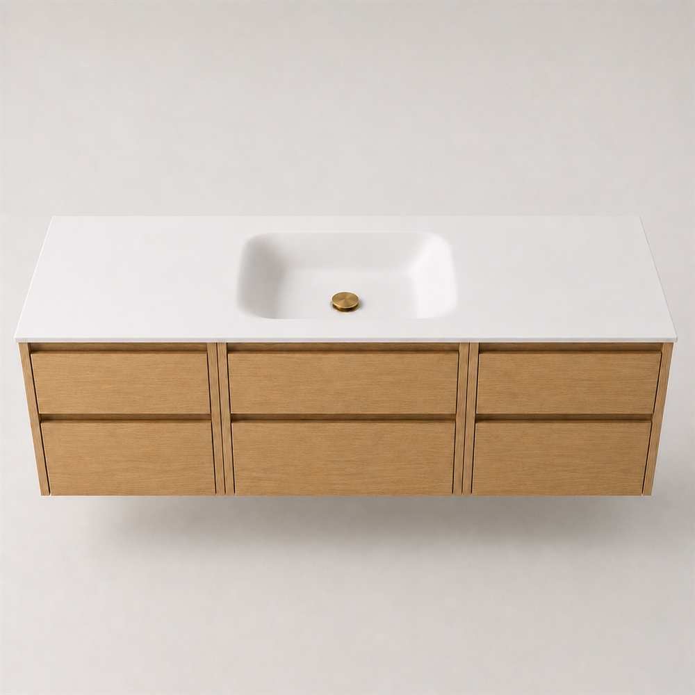 Corian badrumsskiva 162 cm inkl. Lux-handfat, Glacier White