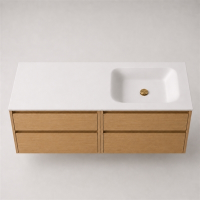 Corian badrumsskiva 162 cm inkl. Lux-handfat, höger, Glacier White