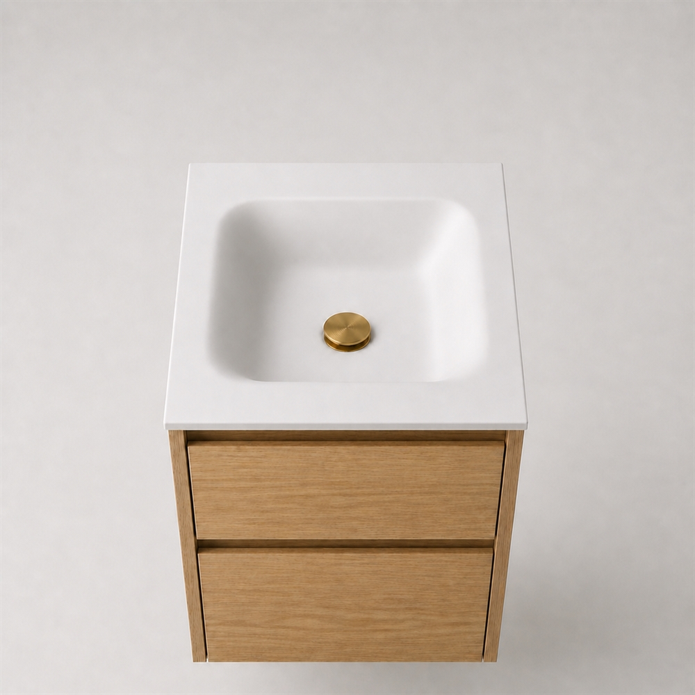 Corian badrumsskiva 52 cm inkl. Type 7-handfat, Glacier White