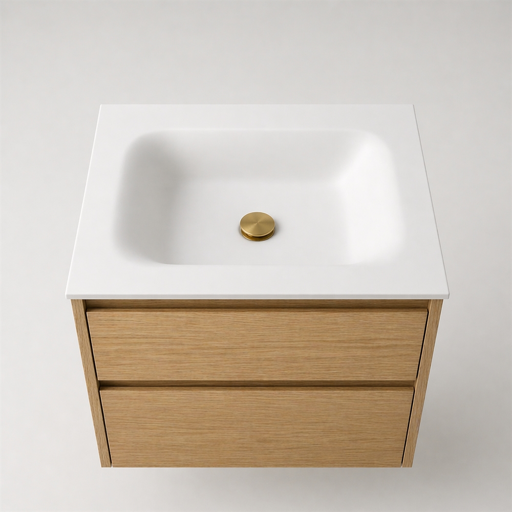 Corian badrumsskiva 62 cm inkl. Lux-handfat, Glacier White