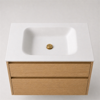 Corian badrumsskiva 82 cm inkl. Lux-handfat, Glacier White