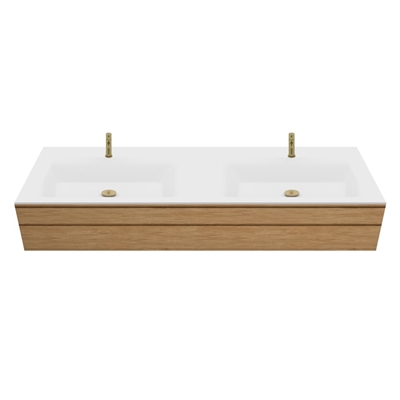 Corian tvättställsbänkskiva efter mått till badrum inkl. Type 7-tvättställ, Glacier White