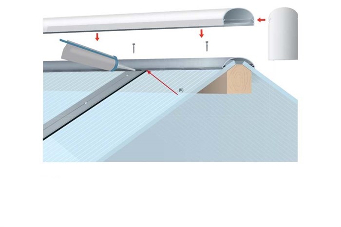 Alu täckprofil till välvda tak RIATHERM® 17,5° - 32,5° (SADELTAK)